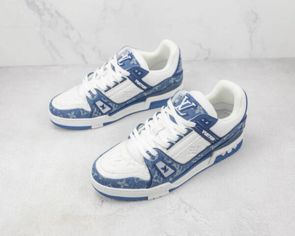 Louis Vuitton LV Trainer Monogram Denim White Blue - Image 3