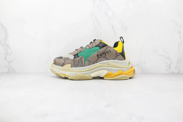 Gucci X Balenciaga The Hacker Project Triple S Beige Green Yellow - Image 2