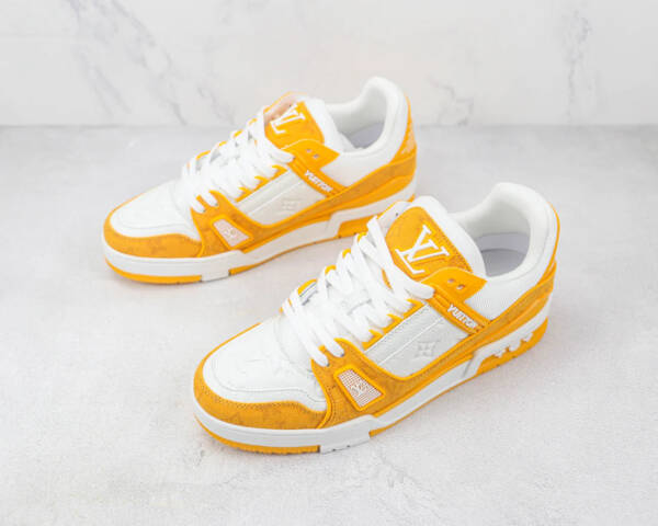 Louis Vuitton Trainer Yellow Monogram Denim White - Image 6