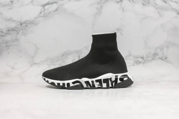 Balenciaga Speed Graffiti Trainer Black White - Image 2