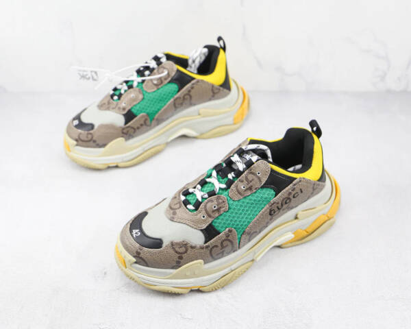 Gucci X Balenciaga The Hacker Project Triple S Beige Green Yellow - Image 6