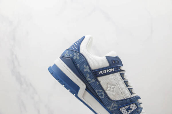 Louis Vuitton LV Trainer Monogram Denim White Blue - Image 6