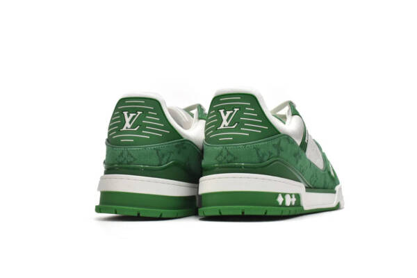 Louis Vuitton Trainer Green Monogram Denim White - Image 7