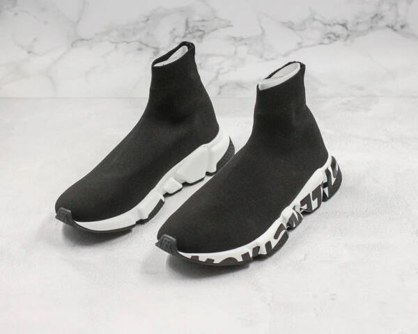 Balenciaga Speed Graffiti Trainer Black White - Image 6