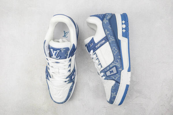 Louis Vuitton LV Trainer Monogram Denim White Blue - Image 4