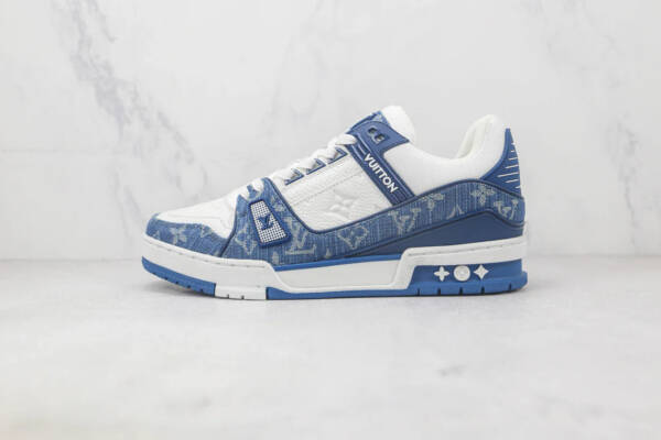 Louis Vuitton LV Trainer Monogram Denim White Blue - Image 2