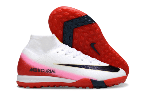 Nike Air Zoom Mercurial Vapor XV Elite TF Branco e Vermelho - Cano ALTO Society - Imagem 5